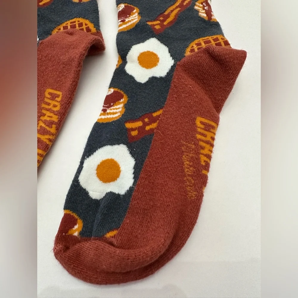 NWOT Crazy Dog T-Shirts Co. Funny Bacon & Eggs Breakfast Food Socks Men’s